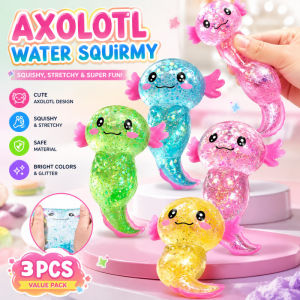 Glitter Axolotl Stress Relief Toy Cute Squeeze Squishy Sensory Fidget Toy Slow Rebound Kids Gift