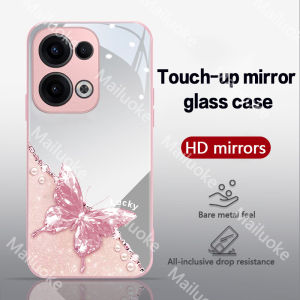 OPPO Reno 13 5G Case OPPO Reno 13 12 11 Pro 5G Mirror Butterfly Ins Style High-definition Makeup Mirror Goddess Premium Feeling Anti-fall New Model Hard Simple Full Cover Set