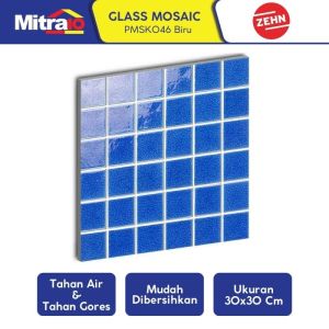 Zehn Keramik Dinding Glass Mosaic PMSK046 30.6x30.6x0.6 Cm Biru