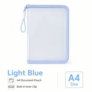 【Rainbow Culture】 A4 Clear Zipper File Bag Large Capacity Document Pouch with Wrist Strap for Notes Worksheets Books