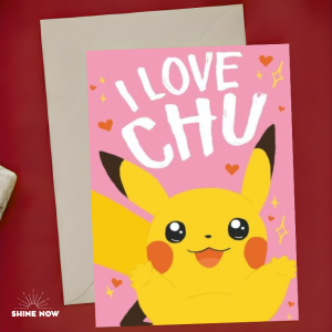 Cute Pokemon Pikachu Love You Greeting Card |Personalized Card Gift | With Envelope + Bubble Mailer