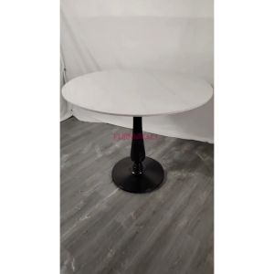 Furnimall Premium Round Sintered Stone Dining Table Meja Makan Bulat Modern Metal Base Cafe Table
