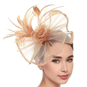 French Church Fascinator Hat With 3D Flower and Feathered Decors for Formal Event Teaparty Headwear for Photography