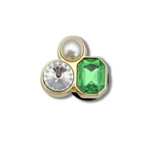 Charm cross Jibbitz Kim Loại Giày Khóa Lỗ Phụ Kiện Giày Hoa Bốn Lá Cỏ Ba Lá Xanh Kim Cương Đá Quý Giày Thời Trang Phụ Kiện Sticker Dép cross