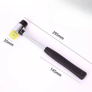 1Unit 25/35mm Double Face Soft Hammer Palu Getah Steel Handle Non-Slip Rubber Mallet