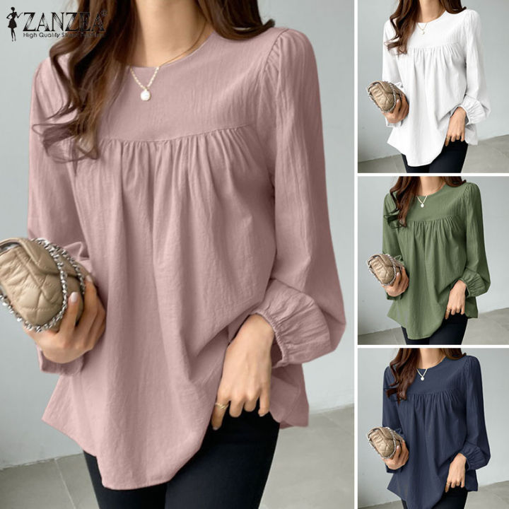 Korean Solid Shirt Women Casual Long Sleeve Blouse Tops