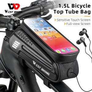 Túi đi xe đạp West Biking Túi Khung ống phía trước xe đạp chống nước 6.0 inch Vỏ điện thoại lưu trữ màn hình cảm ứng Túi xe đạp đường MTB