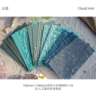 ENWEI 16 Pcs [Hollow Mesh Series] Lovely Journal Material Paper Multiple Materials Deco Paper Scrapbooking Sticker Scrapbook Kit