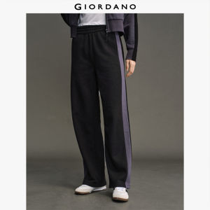 Giordano Women Fleece lined contrast panel sweatpants Free Shipping 12415054