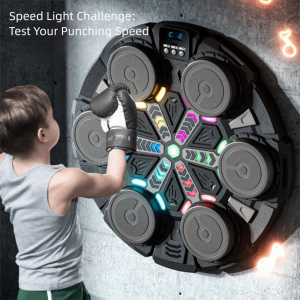 PENGA ติดผนัง สมาร์ทเครื่องชกมวยพร้อมเสียงเพลง ลดเสียงรบกวน การเชื่อมต่อบลูทูธ กล่องเป้าชกมวยอิเล็กทรอนิกส์ ชุดออกกำลังกาย พร้อมถุงมือชกมวย แผงเป้าชกมวย ผู้ใหญ่/เด็ก