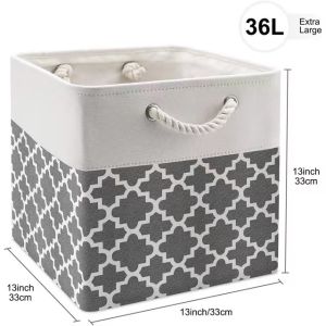 NINEONE Large Folding Storage Box Canvas Fabric Cubes For Shelves Clothes Toys Books Perfect Organizer Foldable Basket With Handles