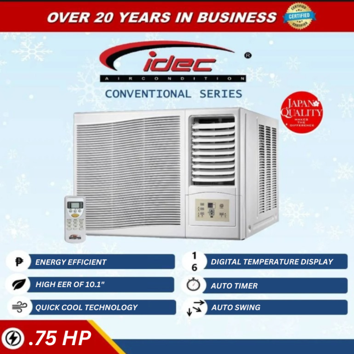 Window Type Timer Air Con IDEC 0.75HP Window Type Non-Inverter Aircon with Remote Energy ...