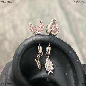 [COD] WEICHENG 1Pcs Cats Ear Shaped Flash Zircon Heart Cross Pendant Ear Bone Nail Earring For Women Trendy Body Accessories