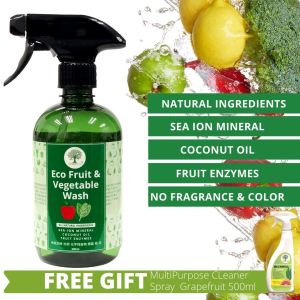 THREELAB Fruit & Vegetable Wash With Enzymes Safely Remove Bacterial And Toxic Residues Natural Ingredients 500ML Cair Pembersih Sayur Dan Buah Berasaskan Tumbuhan Enzim Anti Bakteria Dan Membersih Sisa Toksik Berkandung Bahan Semulajadi