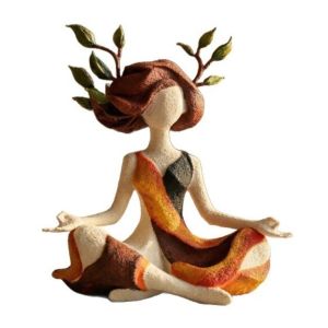 LOUISIS Resin Meditating Statue Ornaments Multi-Purpose Home Decoration Creative Yoga Girl Calming Sculptures Living Room