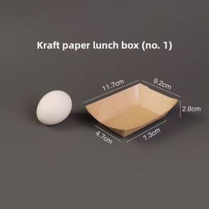 50pcs Heavy-Duty Kraft Paper Snack Boat Box - Oil-Proof Open Tray for BBQ Wings Potato Chips