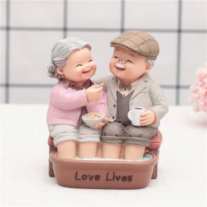 SIRENXI Thủ công Hiện đại Ngọt ngào Trang trí nội thất Đám cưới bằng vàng Đồ trang trí Mô hình ông bà Cặp đôi bức tượng nhỏ Những người yêu thích ngọt ngào Những người yêu thích bức tượng nhỏ
