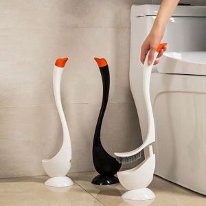 BFCGBH Dense Bristle Head Long Handle Toilet Brush Swan Shape Cartoon Toilet Brush Holder Creative Household Toilet Cleaning Brush Bathroom