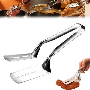 2026 New Stainless Steel Grill Clamp Anti-Scald Extended Handle Spatula Tongs Multifunctional Barbecue Clamp Grill Clamp Spatula Food Flip Shovel Clip for Steak Fish Bread BBQ Cooking (1pc)