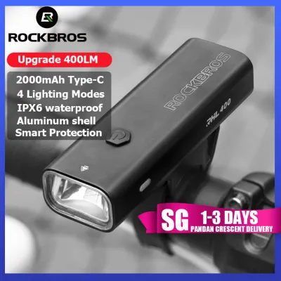 【SG Delivery】ROCKBROS Aluminum shell Bike light USB Rechargeable LED Light High quality Flashlight Cycling Headlight Front Light Waterproof light Torch Light Bicycle Light