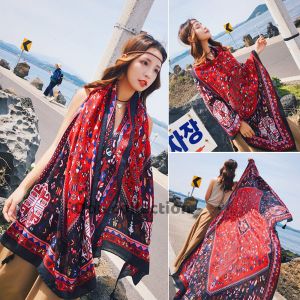 Khăn Choàng Cổ Boho Họa Tiết Thổ Cẩm Du Lich Biên Vintage - Chất Liệu Cotton - Size:90x180cm - Mã KC007