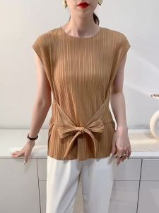 S-697# One Size (45-75kg) Summer Peplum Top Lace-Up Casual Small Sleeve T-Shirt Pleated Clothes