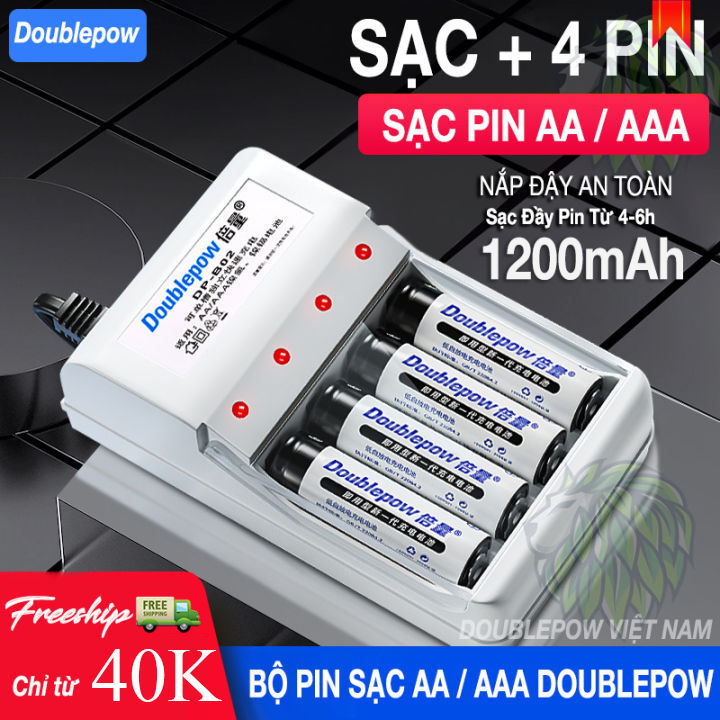 Bộ sạc pin AA/AAA DB02, Pin AA 1200mah AAA900mAh Doublepow (hàng chính ...
