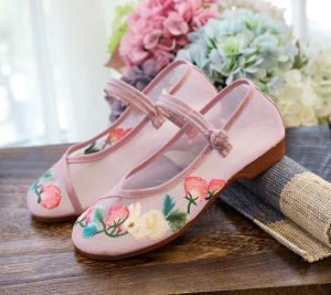 Free Shipping Mesh Shoes Sandals Mesh Fabric Shoes Summer Shoes With Rubber Soles Ethnic-Style Embroidered Cloth Shoes WomenS Shoes WomenS Student Shoes