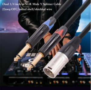 MUSICER 1.5M Pure copper Two 1/4 inch to XLR Male/Female Y Splitter Cable 3 Pin Male XLR to Dual PL-55 6.35mm TS Mono Plug Microphone Audio Converter Adapter.