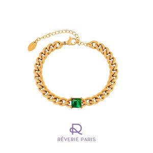 Reverie Paris Vintage Emerald Necklace Bracelet Couple Fashion Accessories For Women Men Christmas Gift