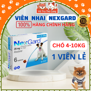 Viên nhai NEXGARD trị ve rận bọ chét ghẻ cho Chó Hiệu quả Nhanh chóng An toàn - Lẻ 1 viên (Size 4-10kg )