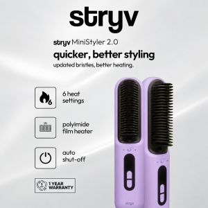 Stryv MiniStyler 2.0 Cordless Hair Straightening Comb 6 Heat Settings Anti-Scald Fast Heating Sikat Pelurus
