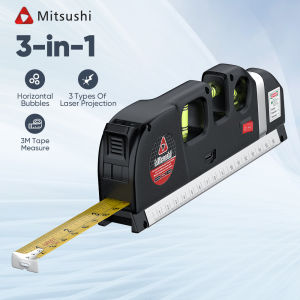 Mitsushi【เครื่องวัดระดับเลเซอร์ 3-in-1】 เลเซอร์วัดระดับ ตลับเมตรเลเซอร์+ สายวัด 3 เมตร + ตลับเมตร + ชาร์จ USB