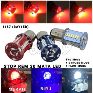 LAMPU STOP REM 30 MATA LED BAYONET 1157 PNP BISA UNTUK SEMUA JENIS MOTOR