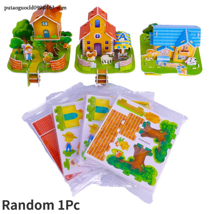 Fun three dimensional building jigsaw puzzle / kindergarten hand made