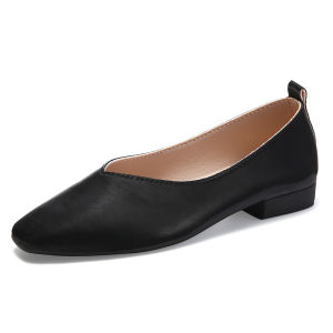 Womens Shoes Shallow Mouth Leather Womens Singles Shoes Korean Casual Leather Shoes Lazy Slip On