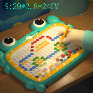 Magnetic Drawing Board For Kids Large Doodle Board With Magnet Beads And Pen Cute Crab Montessori Toys Children Christmas Gift (Green/Orange)