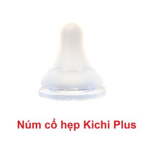 Núm vú silicon siêu mềm cổ hẹp Kichilachi cho bé Size S M L Y