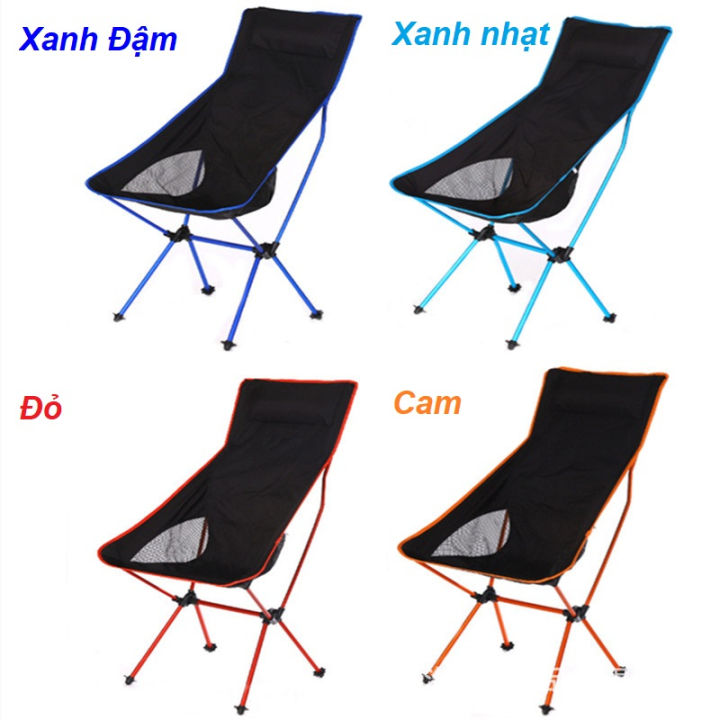 Ghế nhôm siêu nhẹ có gối tựa đầu, gấp gọn dùng cho cắm trại, câu cá (có ...