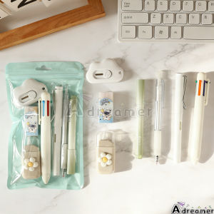 7-In-1 Stationery Set Gel Pen Highlighter Ballpoint Pen Eternal Pencil Tape Eraser Knife Kids Prize Cute 7in1 Ballpoint Pen Gradient Stationery Set Correction Pencil Eraser Correction Tape Knife School Office Writing Suppliy Student Office Supplies