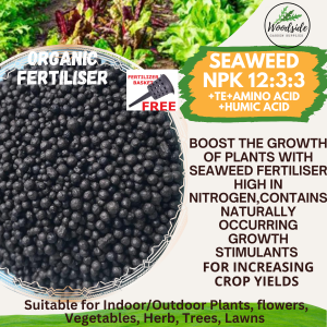 Seaweed Organic Fertilizer/Fertiliser NPK 12:3:3 Water  Soluble. Powerful Organic Growth Booster on Vegetable/Herbs/Ornamentals