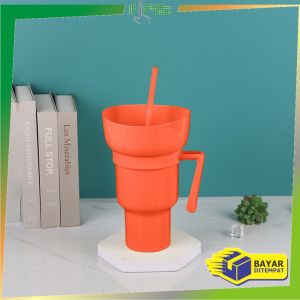 FH-C1114 Stadium Tumblr Cup dengan Wadah Makanan 2IN1 Snack Mug With Drink Cup Gelas Plastik Travel