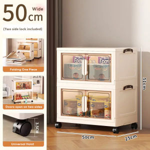 RACK Thickened Home Cabinet 2/3/4/5 Layers Foldable Box With Wheel Stackable Storage Transparent Door 储物箱 收纳箱