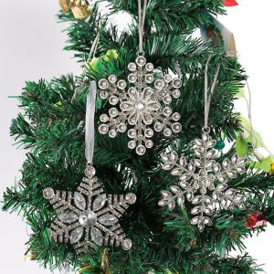 JOEYTH Metal Christmas Snowflake Pendant Super Shiny Hanging Christmas Tree Pendant Christmas Supplies Rhinestone Xmas Decorative Snowflake For Home