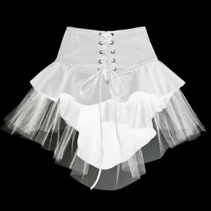 Steampunk korset Overskirt Gothic Punk Skirt wanita Halloween parti karnival kok Tulle Skirt