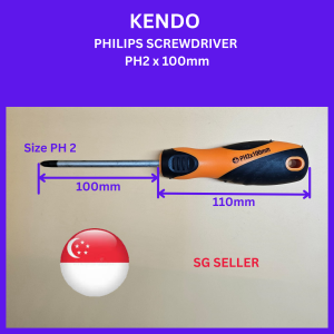 Ready stock in Sg. KENDO PHILIPS SCREWDRIVER PH2 x 100mm ph2 x 150mm with Rubber Handle