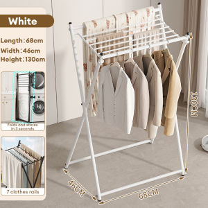 SPACEMADER Balcony Folding clothes drying rack Clothes Rack Floor Standing Sampayan Bedroom Clothes Hanger