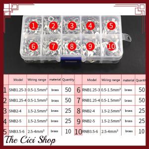 [The Cici Shop] 320Pcs Box 10 In 1 Terminals Non-Insulated Ring Fork U-type Brass Terminals kit