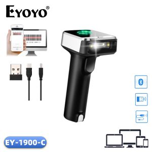 Eyoyo บาร์โค้ดสแกนเนอร์บลูทู ธ Cradle 2.4G Wireless USB Wired 1D Wireless Barcode Reader LCD Screen Scanning สำหรับโทรศัพท์/แท็บเล็ต Android PC