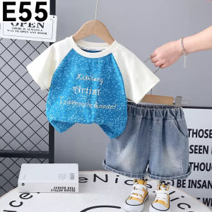 Cotton Terno for Kids Casual Blue Plain Tee Casual Outfit 1-5yrs old E55